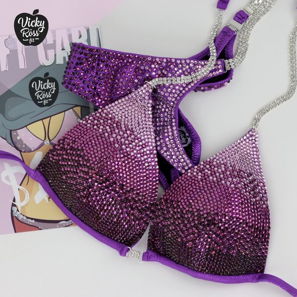Purple Ombre Competition Bikini Bodybuilding Suit